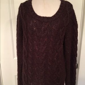 SILVIA NOVELLI SWEATER BROWN KNIT SCOOP NECK Size M